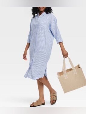 Universal Threads 3/4 Sleeve Button Down Shirt Dress